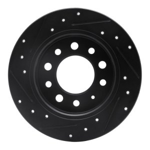 Hyundai Tiburon Brake Rotor (1) - Rear Right - R1 Concepts - Drilled & Slotted - Black - `03-`08